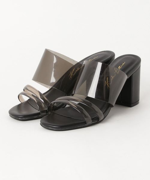 KOBE LETTUCE（コウベレタス）の「PCVクリアベルト7cmチャンキーヒールサボサンダル シューズ レディース[I1560]神戸レタス（サンダル・レディース・ブラック/シルバー/ベージュ系その他/ホワイト・L/LL/M/S）」の2枚目の写真