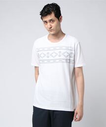ボコテンプリント前身切替天竺半袖Tシャツ