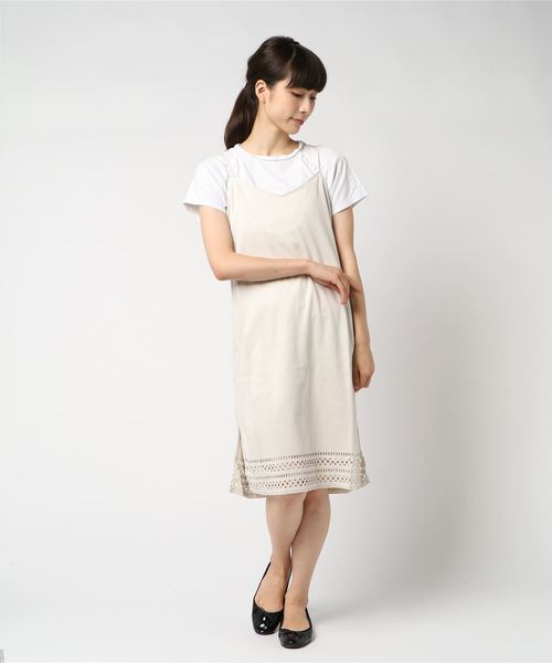 Burner（バーナー）の「【PENDORA】裾パンチングキャミワンピース（ワンピース・レディース・ベージュ/カーキ/サックスブルー/ピンク・LL/3L/M/L）」の3枚目の写真