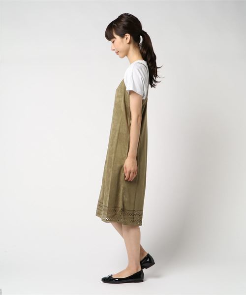 Burner（バーナー）の「【PENDORA】裾パンチングキャミワンピース（ワンピース・レディース・ベージュ/カーキ/サックスブルー/ピンク・LL/3L/M/L）」の5枚目の写真