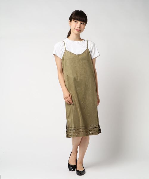 Burner（バーナー）の「【PENDORA】裾パンチングキャミワンピース（ワンピース・レディース・ベージュ/カーキ/サックスブルー/ピンク・LL/3L/M/L）」の9枚目の写真