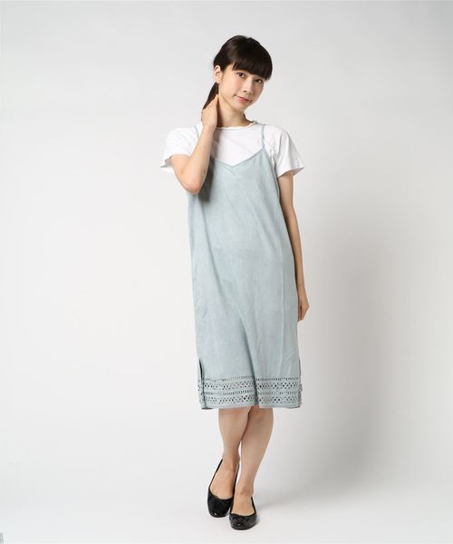 Burner（バーナー）の「【PENDORA】裾パンチングキャミワンピース（ワンピース・レディース・ベージュ/カーキ/サックスブルー/ピンク・LL/3L/M/L）」の8枚目の写真