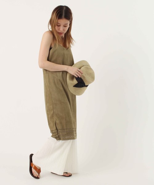 Burner（バーナー）の「【PENDORA】裾パンチングキャミワンピース（ワンピース・レディース・ベージュ/カーキ/サックスブルー/ピンク・LL/3L/M/L）」の7枚目の写真
