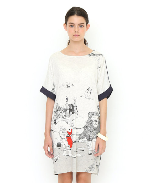 Graniph デザイン ティーシャツ ストア グラニフ の コラボレーションワンピース ナンバー吾 松本大洋ワイドショートスリーブワンピース ワンピース Wear