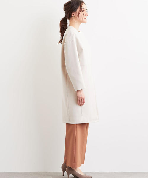 green label relaxing（グリーンレーベルリラクシング）の「CS ダブルクロス ノーカラー コート（その他アウター・レディース・ネイビー/ナチュラル・40/38/36）」の12枚目の写真