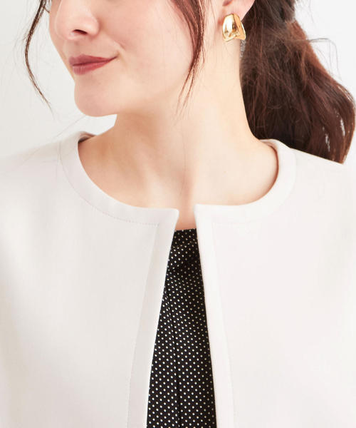 green label relaxing（グリーンレーベルリラクシング）の「CS ダブルクロス ノーカラー コート（その他アウター・レディース・ネイビー/ナチュラル・40/38/36）」の14枚目の写真