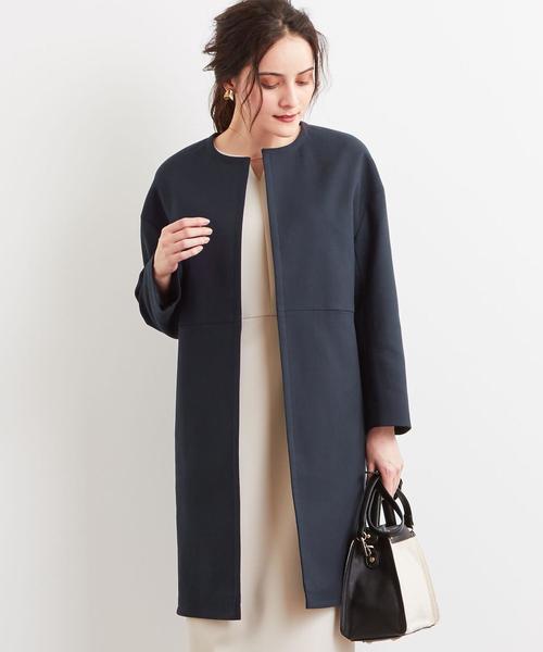 green label relaxing（グリーンレーベルリラクシング）の「CS ダブルクロス ノーカラー コート（その他アウター・レディース・ネイビー/ナチュラル・40/38/36）」の9枚目の写真