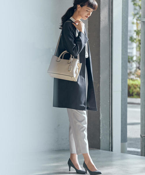 green label relaxing（グリーンレーベルリラクシング）の「CS ダブルクロス ノーカラー コート（その他アウター・レディース・ネイビー/ナチュラル・40/38/36）」の10枚目の写真