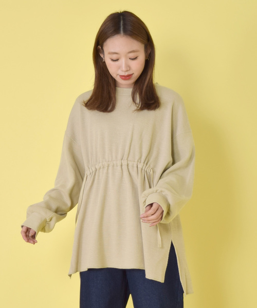 w closet（ダブルクローゼット）の「ハニカムワッフルドロストチュニック（Tシャツ/カットソー・レディース・ベージュ/ライトグリーン/アイボリー・FREE）」の3枚目の写真