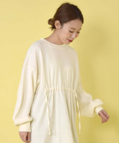 w closet（ダブルクローゼット）の「ハニカムワッフルドロストチュニック（Tシャツ/カットソー・レディース・ベージュ/ライトグリーン/アイボリー・FREE）」の18枚目の写真