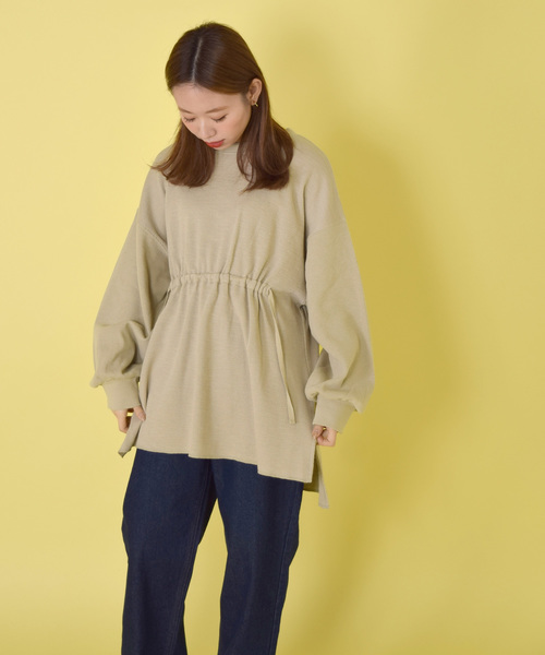 w closet（ダブルクローゼット）の「ハニカムワッフルドロストチュニック（Tシャツ/カットソー・レディース・ベージュ/ライトグリーン/アイボリー・FREE）」の12枚目の写真