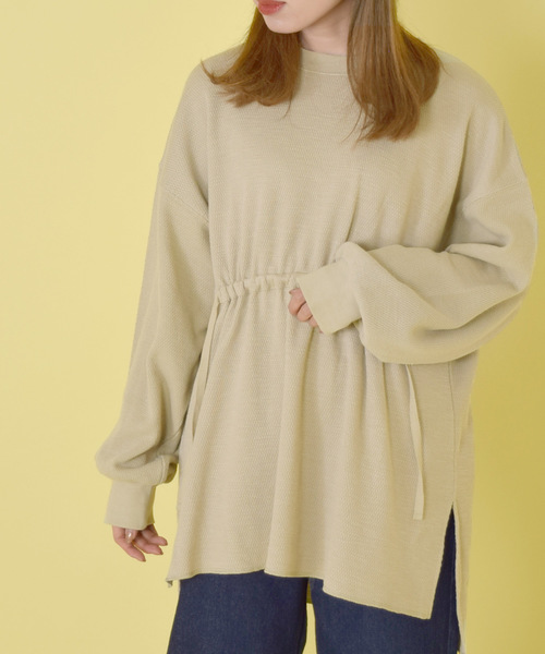 w closet（ダブルクローゼット）の「ハニカムワッフルドロストチュニック（Tシャツ/カットソー・レディース・ベージュ/ライトグリーン/アイボリー・FREE）」の22枚目の写真