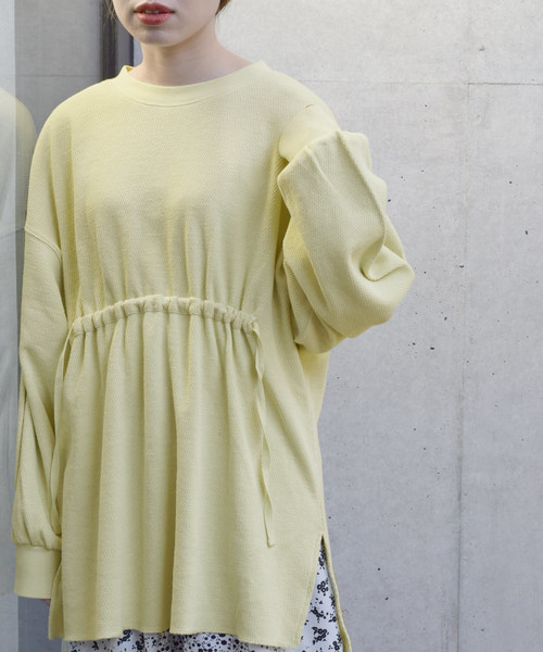 w closet（ダブルクローゼット）の「ハニカムワッフルドロストチュニック（Tシャツ/カットソー・レディース・ベージュ/ライトグリーン/アイボリー・FREE）」の5枚目の写真