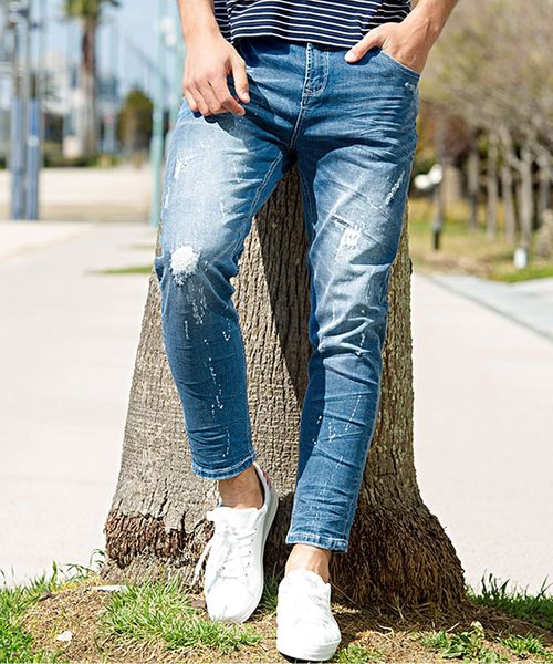 CavariA(キャバリア)の「リペアアンクルデニムスキニーパンツ / CAMY19-08(デニムパンツ)」|ブルー