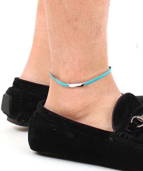 TopIsm(トップイズム)の「PUレザープレートアンクレット(アンクレット・メンズ・ホワイト/ブラック/ネイビー/レッド/ターコイズブルー/キャメル・F)」の9枚目の写真