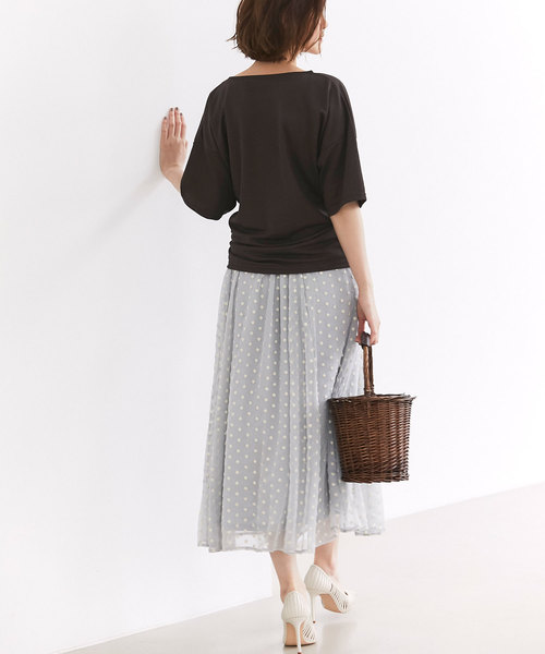 &. NOSTALGIA（アンドドットノスタルジア）の「《高田麻紀子さん着用》フラワー刺繍楊柳フレアスカート（スカート・レディース・ブラック/グレー系その他・FREE）」の5枚目の写真