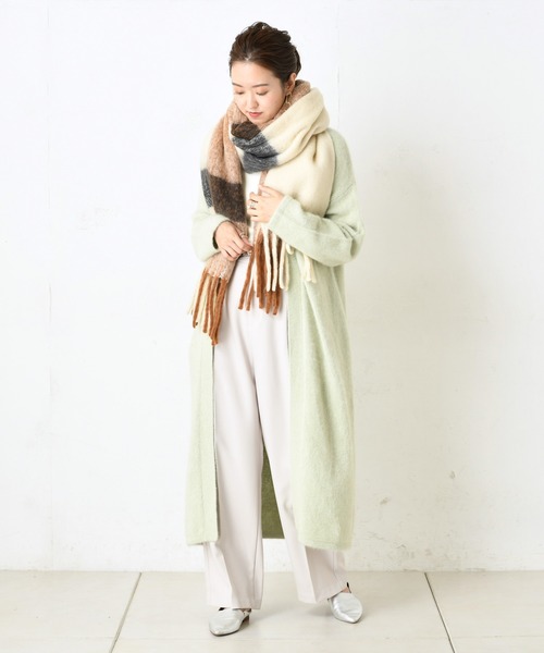 DouDou（ドゥドゥ）の「フォックスロングカーディガン（カーディガン/ボレロ・レディース・ライトグレー/オフホワイト/ミント・FREE）」の12枚目の写真