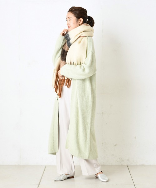 DouDou（ドゥドゥ）の「フォックスロングカーディガン（カーディガン/ボレロ・レディース・ライトグレー/オフホワイト/ミント・FREE）」の15枚目の写真