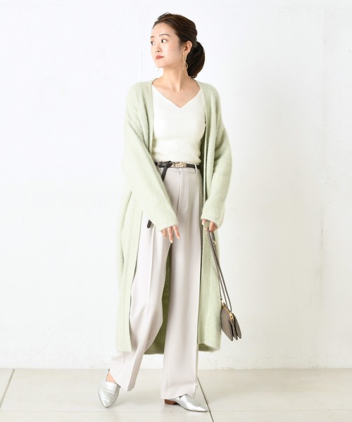 DouDou（ドゥドゥ）の「フォックスロングカーディガン（カーディガン/ボレロ・レディース・ライトグレー/オフホワイト/ミント・FREE）」の10枚目の写真