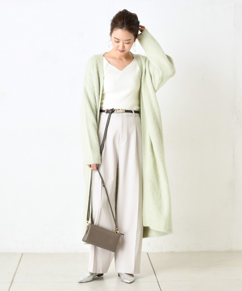 DouDou（ドゥドゥ）の「フォックスロングカーディガン（カーディガン/ボレロ・レディース・ライトグレー/オフホワイト/ミント・FREE）」の8枚目の写真