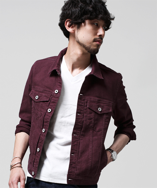 NANO universe（ナノユニバース）の「中白染めスキニーGジャン（デニムジャケット・メンズ・ブラック/ボルドー/ネイビー/ピンク/オリーブ/グレー/ベージュ・X-LARGE/SMALL/MEDIUM/LARGE）」の7枚目の写真