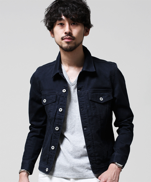 NANO universe（ナノユニバース）の「中白染めスキニーGジャン（デニムジャケット・メンズ・ブラック/ボルドー/ネイビー/ピンク/オリーブ/グレー/ベージュ・X-LARGE/SMALL/MEDIUM/LARGE）」の22枚目の写真