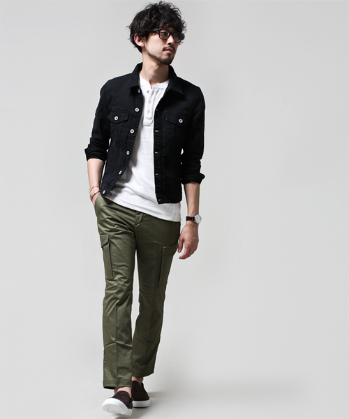 NANO universe（ナノユニバース）の「中白染めスキニーGジャン（デニムジャケット・メンズ・ブラック/ボルドー/ネイビー/ピンク/オリーブ/グレー/ベージュ・X-LARGE/SMALL/MEDIUM/LARGE）」の13枚目の写真