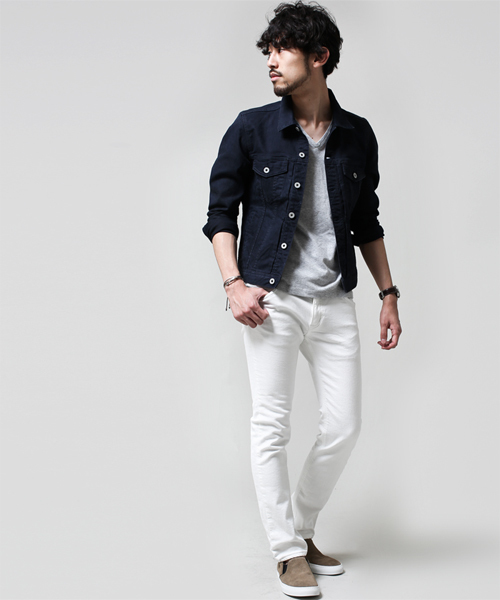 NANO universe（ナノユニバース）の「中白染めスキニーGジャン（デニムジャケット・メンズ・ブラック/ボルドー/ネイビー/ピンク/オリーブ/グレー/ベージュ・X-LARGE/SMALL/MEDIUM/LARGE）」の15枚目の写真