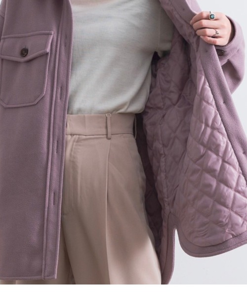 Aunt Marie's（アントマリーズ）の「AUNT MARIE'S 裏キルトメルトンCPOシャツアウター（カバーオール・レディース・ブラック/ベージュ/ブラウン/モカ・FREE）」の14枚目の写真