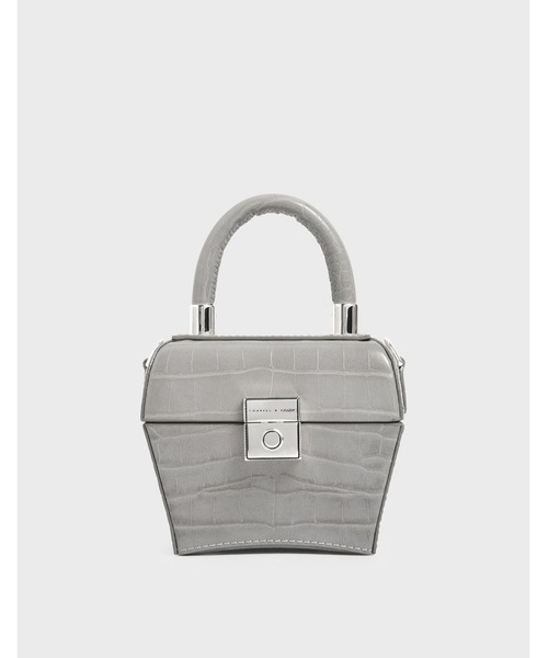 CHARLES & KEITH（チャールズ & キース）の「クロックエフェクト ミニスカルプチャーバッグ / Croc-Effect Mini Sculptural Bag（ハンドバッグ・レディース・ベビーピンク/マルチ/イエロー/ライトアッシュグレー・S）」の2枚目の写真