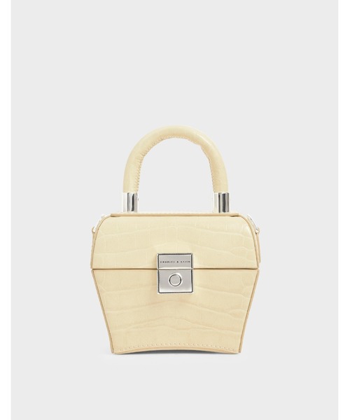 CHARLES & KEITH（チャールズ & キース）の「クロックエフェクト ミニスカルプチャーバッグ / Croc-Effect Mini Sculptural Bag（ハンドバッグ・レディース・ベビーピンク/マルチ/イエロー/ライトアッシュグレー・S）」の3枚目の写真