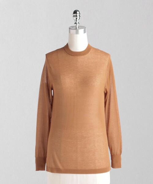 LOEFF（ロエフ）の「＜LOEFF（ロエフ）＞ シア― クルーネック ニット◆（ニット/セーター・レディース・モカ/オフホワイト/ブラック・FREE）」の3枚目の写真