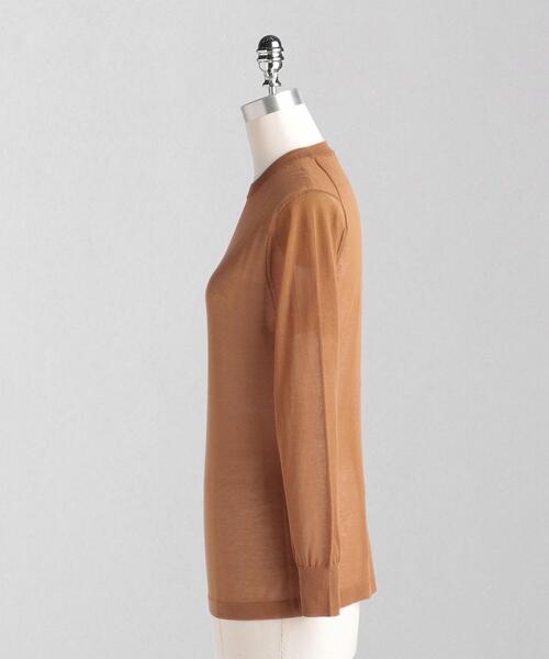 LOEFF（ロエフ）の「＜LOEFF（ロエフ）＞ シア― クルーネック ニット◆（ニット/セーター・レディース・モカ/オフホワイト/ブラック・FREE）」の4枚目の写真