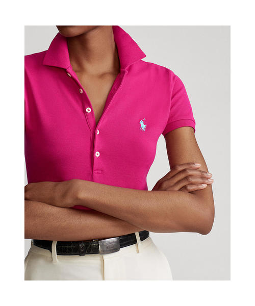 POLO RALPH LAUREN(ポロ ラルフ ローレン)の「スリム フィット ストレッチ ポロシャツ(ポロシャツ・レディース・ピンク・SMALL/MEDIUM/X-SMALL/X-LARGE/LARGE)」の6枚目の写真