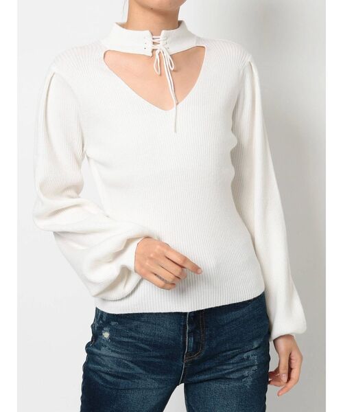 RESEXXY（リゼクシー）の「2WAYチョーカートップス（ニット/セーター・レディース・ブラック/ベージュ/オフホワイト・FREE）」の18枚目の写真