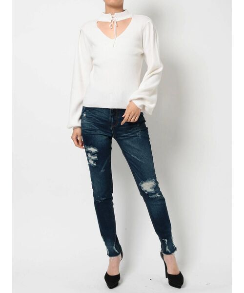 RESEXXY（リゼクシー）の「2WAYチョーカートップス（ニット/セーター・レディース・ブラック/ベージュ/オフホワイト・FREE）」の17枚目の写真