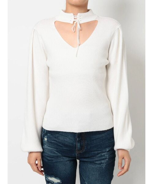 RESEXXY（リゼクシー）の「2WAYチョーカートップス（ニット/セーター・レディース・ブラック/ベージュ/オフホワイト・FREE）」の16枚目の写真