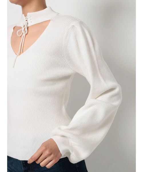 RESEXXY（リゼクシー）の「2WAYチョーカートップス（ニット/セーター・レディース・ブラック/ベージュ/オフホワイト・FREE）」の12枚目の写真