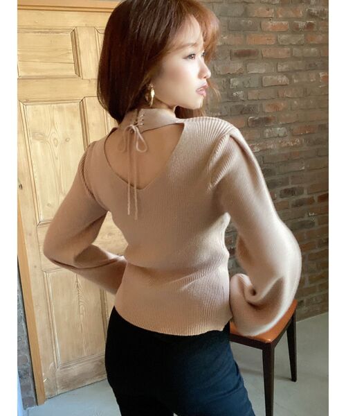 RESEXXY（リゼクシー）の「2WAYチョーカートップス（ニット/セーター・レディース・ブラック/ベージュ/オフホワイト・FREE）」の6枚目の写真