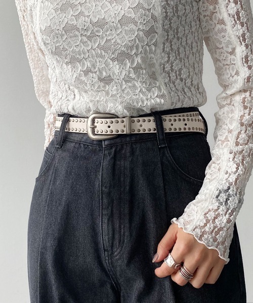 PAGEBOY（ページボーイ）の「スタッズベルト（ベルト・レディース・ブラック/オフホワイト・FREE）」の11枚目の写真