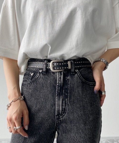 PAGEBOY（ページボーイ）の「スタッズベルト（ベルト・レディース・ブラック/オフホワイト・FREE）」の5枚目の写真