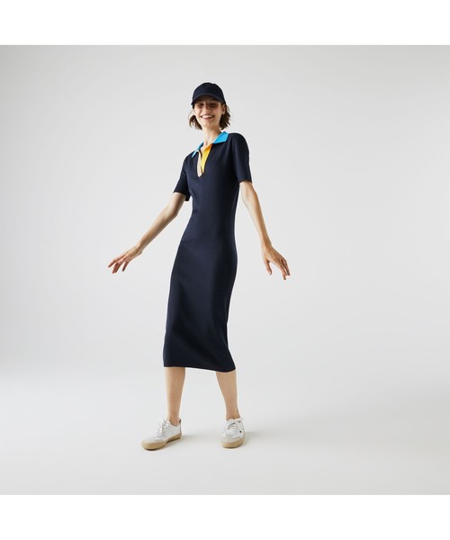 セール 配色ポロシャツカラーワンピース シャツワンピース Lacoste ラコステ のファッション通販 Zozotown
