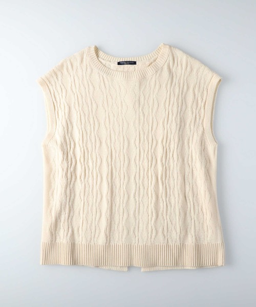 HONEYSUCKLE ROSE（ハニーサックルローズ）の「【HONEYSUCKLE ROSE】スリットケーブルベスト（ベスト・レディース・ベージュ/オフホワイト・M/L）」の8枚目の写真