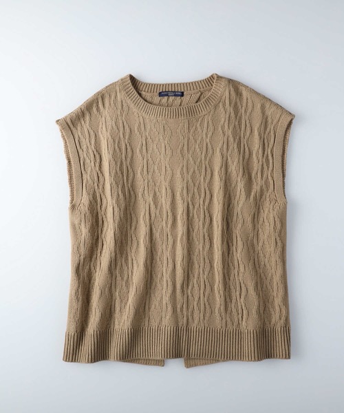 HONEYSUCKLE ROSE（ハニーサックルローズ）の「【HONEYSUCKLE ROSE】スリットケーブルベスト（ベスト・レディース・ベージュ/オフホワイト・M/L）」の9枚目の写真
