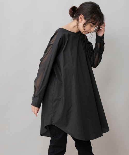 Munich(ミューニック)の「コットンタイプライター×オーガンジー シアービッグブラウス(シャツ/ブラウス・レディース・ホワイト/ブラック/カーキ・FREE)」の17枚目の写真
