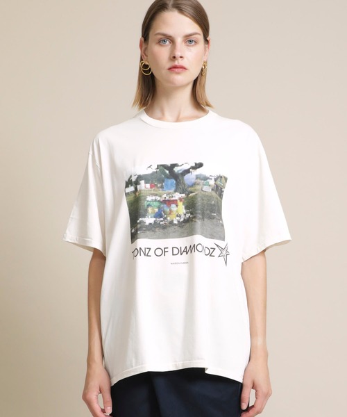 MAISON EUREKA（メゾンエウレカ）の「【MAISON EUREKA(メゾンエウレカ)】TONS OF DIAMONDS S/S（Tシャツ/カットソー・レディース・オフホワイト/ダークグレー・SMALL）」の9枚目の写真