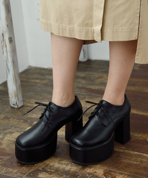 Mafmof（マフモフ）の「Mafmof(マフモフ) BLACK厚底オックスフォードシューズ（ローファー・レディース・ブラック系その他/ブラック・M/LL/L/S）」の6枚目の写真