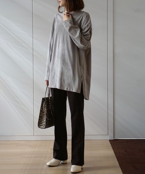GeeRA(ジーラ)の「配色ステッチチュニック(Tシャツ/カットソー・レディース・ライトカーキ/グレー/ブラック・MEDIUM)」の8枚目の写真