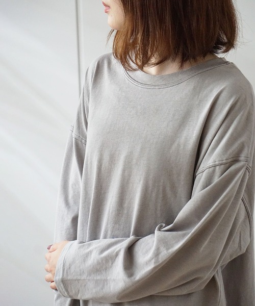 GeeRA(ジーラ)の「配色ステッチチュニック(Tシャツ/カットソー・レディース・ライトカーキ/グレー/ブラック・MEDIUM)」の10枚目の写真