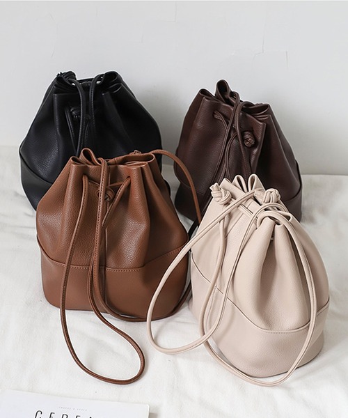 shopnikoniko（ショップニコニコ）の「巾着ショルダーバッグ 巾着型（ショルダーバッグ・レディース・ベージュ/ブラック/ブラウン/ホワイト/ワイン・フリー）」の6枚目の写真